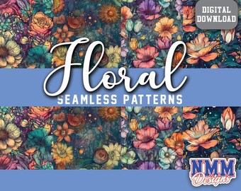 Papel floral sin costuras con acuarela: Scrapbooking y manualidades (Descarga digital)
