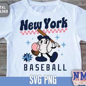 Design rétro SVG Baseball New York | Vinyle à découper Cricut et PDF PNG thermocollant pour les amateurs de baseball