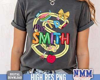 Teacher Name Custom PNG: Back to School Shirt Design (Digital Download)