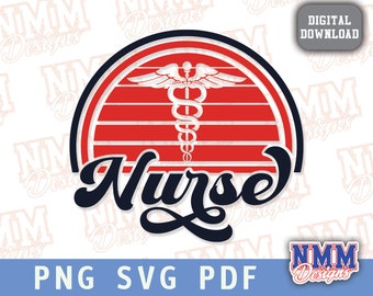 Infirmière rétro SVG : texte ondulé, appréciation de l'infirmière (téléchargement numérique)