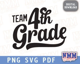 May include: Black and white graphic design with the text "Team 4th Grade".