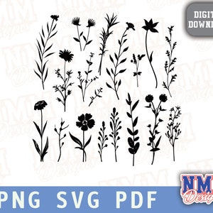 Wilde bloemen svg, bloem clipart, bloemen, eenvoudig, bloem, Instant Download, gelaagde SVG, PNG, jpg digitale download