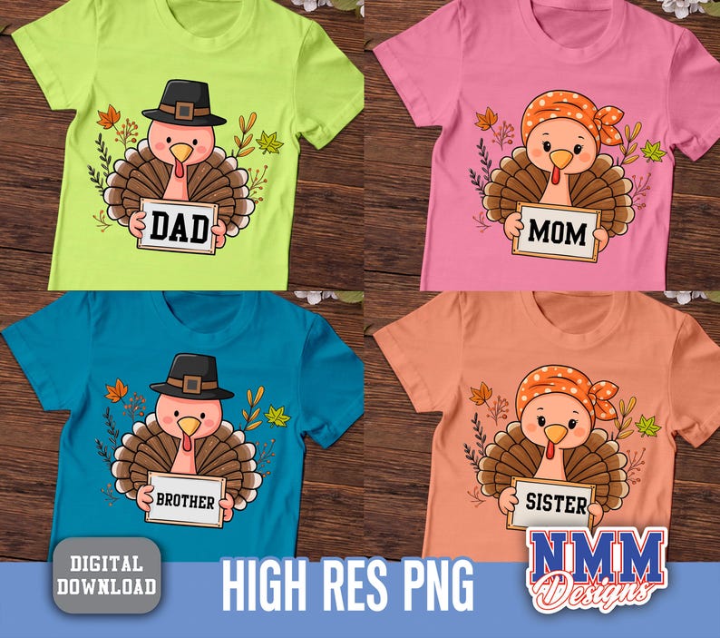 Custom Family Thanksgiving Turkeys PNG (digital Download) - Etsy
