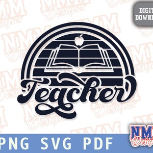 Maestro SVG PNG - Archivos digitales de texto ondulado retro para Cricut y Silhouette, diseño de agradecimiento al maestro