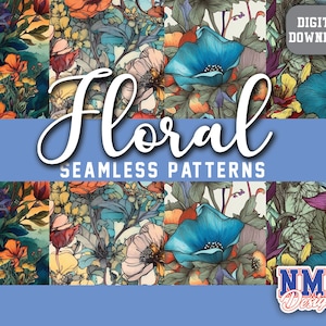 Watercolor Floral Seamless Paper: Scrapbook Patterns (Digital Download)