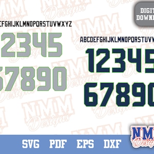Seattle Sports Font: Football Jersey Letters & Numbers (SVG, PDF, EPS)