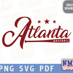 Atlanta Baseball Distressed Design: SVG, PNG, PDF (Digital Download)
