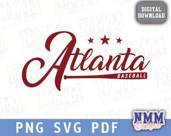 Atlanta Baseball Distressed Design: SVG, PNG, PDF (Digital Download)