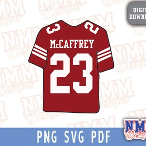 McCaffrey Jersey svg png, pdf, svg-Dateien für Cricut, Vinylschnittdatei, für Hemden und Tassen, Aufbügeln für Schulsport