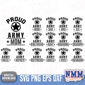 Proud army Family SVG PNG | army Sister, Brother, Mom, Dad, Aunt, Uncle, Grandma & Grandpa Digital Cut Files