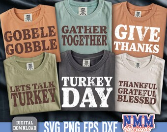 Thanksgiving Shirt PNG Bundle: Distressed Fall Designs (Digital Download)