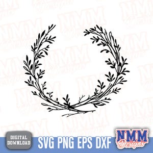 Floral Wreath SVG PNG – Hand-Drawn Flower Clipart for Cricut, Silhouette & DIY Crafts, Spring Decor Illustration