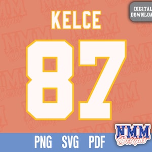 Kelce Jersey svg png, pdf , svg Dateien für Cricut, Vinylschnittdatei, für Shirts und Tassen, Aufbügeln für den Schulsport