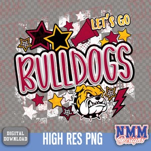Let's Go Bulldogs preppy mascot png | digital download | Maroon Gold white