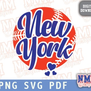 Fichiers de coupe de baseball SVG | Motifs New York Baseball Cricut & transfert thermocollant en vinyle PNG | Téléchargement instantané