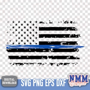 Blue Line US Flag: Police Support PNG SVG (Digital Download) image 2