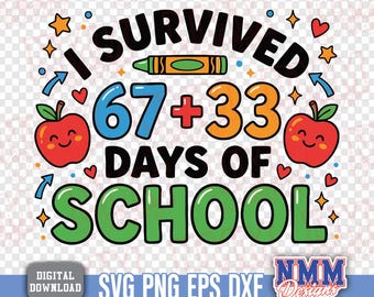 100 Days Of School PNG, 100th Day of School Png, Funny 6 7 School SVG, I Survived 100 Days of School Png, School Boy Png