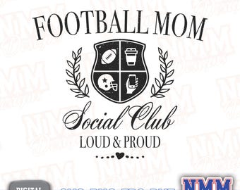 Football Mom SVG Bundle: Team Social Club Design (PNG Cut Files