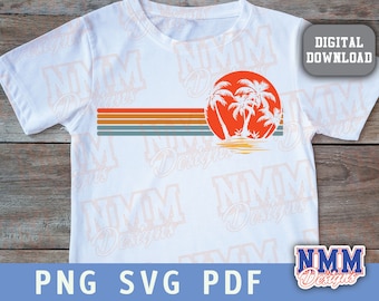 Tropische Palmen Sonnenuntergang SVG: Strand Urlaub Design (Digitaler Download)