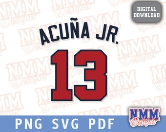Acuna Jersey SVG PNG PDF: Cricut Cut File (Digital Download)