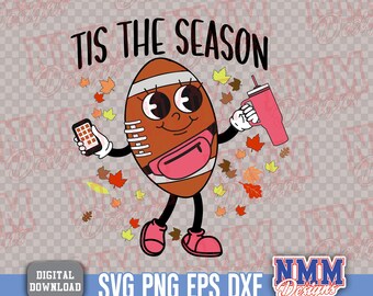Tis The Season SVG: Kaffe Fotboll Höstdesign (Digital Nedladdning)