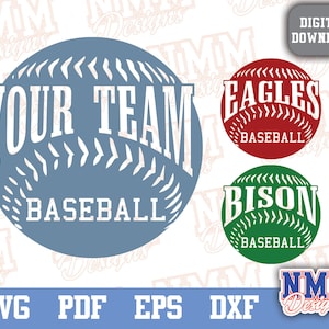 Baseball Custom Name SVG - Team Spirit Design, Cricut Cut File for School Team Name & Mascot Graphics