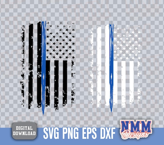 Blue Line US Flag: Police Support PNG SVG (Digital Download)