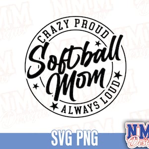 Softball Mom SVG - Schnittdateien für Cricut Silhouette, Png Perfekt für Sportfans & Bastelprojekte