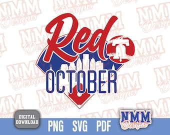 Archivo SVG de béisbol de Filadelfia de Octubre Rojo: archivo de corte para Cricut, camisetas y tazas (descarga digital)