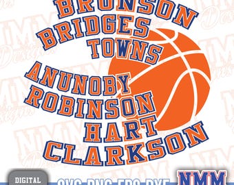 New York Basketball Squad PNG, Brunson Bridges Kat Hart Digital Download