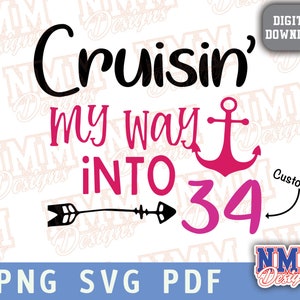 Cruise Birthday SVG: Customizable Age, T-Shirt Design (Digital Download)