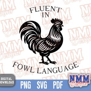 SVG - Fließend in Geflügelsprache, lustiges Hahn-Shirt SVG, satirisches Design für Cricut & Sublimation, humorvolle T-Shirt Grafik