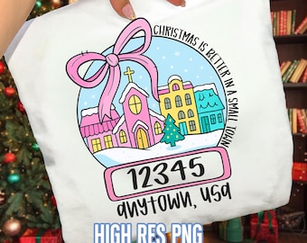 Personalized Zip Code Christmas, Small Town Holiday PNG (Digital Download)
