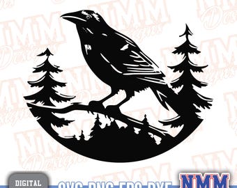 Crow SVG Clipart: Outdoor Forest Design (Digital Download)