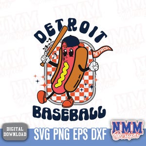 Esportes de beisebol de Detroit svg png, pdf, arquivos svg para cricut, arquivo de corte de vinil, ferro em beisebol Detroit Retro