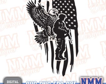 Soldier & Flag SVG: Veteran Cut Files (Digital Download)