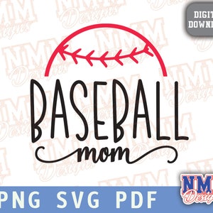 Archivo SVG de mamá de béisbol / Camiseta de equipo deportivo / Corte digital de silueta Cricut / Diseño de espíritu escolar para proyectos de vinilo