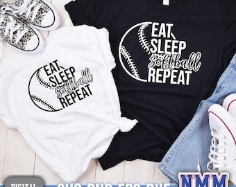 Eat Sleep Softball Schnittdatei download svg dxf png eps Sport jubeln Logo