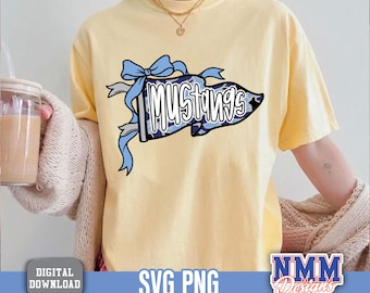 Maskotka flagi Mustangs SVG PNG, projekt pakietu School Spirit (pobieranie cyfrowe)