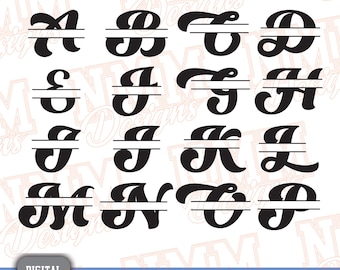 Split Monogram Alphabet SVG Files | Cricut & Silhouette (Digital Download)