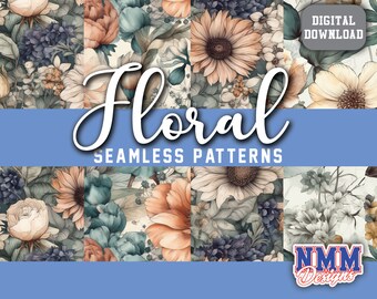 Papel sin costuras con estampado floral en acuarela: Papel para álbumes de recortes (descarga digital)
