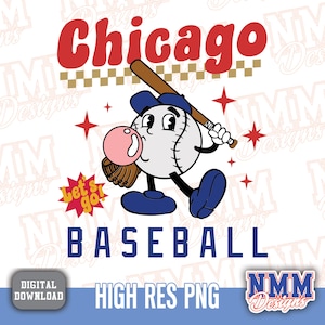 Chicago Baseball SVG | Design retrô para Cricut, arquivos de corte de vinil, termocolante | Formatos PDF e PNG incluídos
