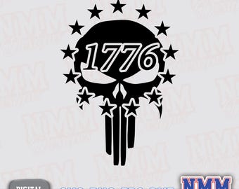 1776 Skull SVG PNG - Patriotic American Revolution Digital Clipart for T-Shirts, Crafts & Scrapbooking Projects