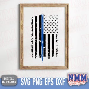 Blue Line US Flag: Police Support PNG SVG (Digital Download) image 5