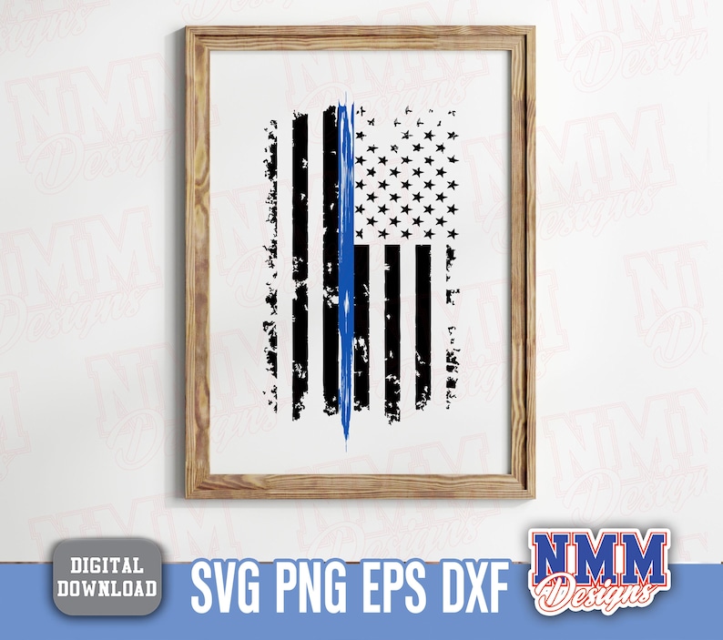 Blue Line US Flag: Police Support PNG SVG (Digital Download) image 5
