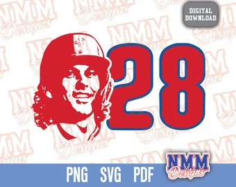 Bohm Philly Baseball SVG PNG: Stryk-på-klippfil (digital nedladdning)