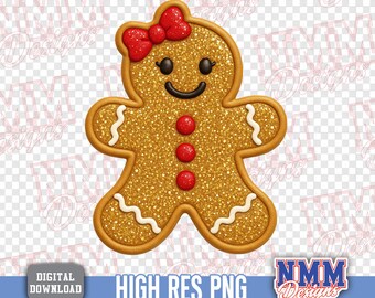 Retro Puff Gingerbread PNG, Christmas Clipart (Digital Download)