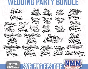 Bridal Party SVG Bundle, Wedding Design (Digital Download)