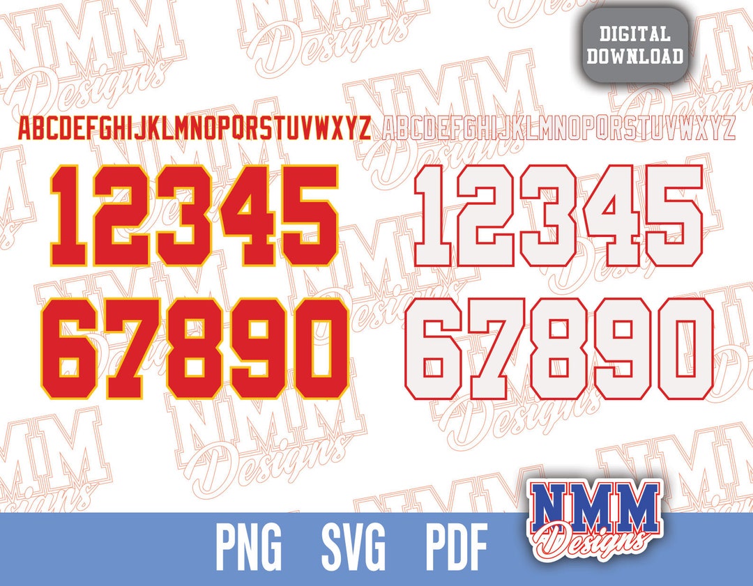 KC Football Team SVG: Jersey Font, Letters & Numbers (digital Download ...