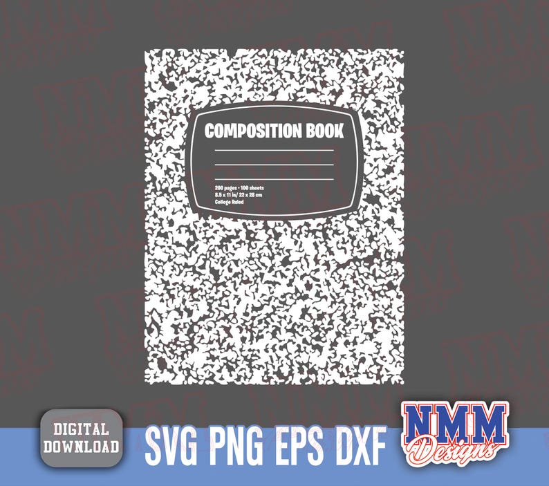 Composition Notebook SVG PNG: Cricut & Silhouette Journal Cover Designs ...